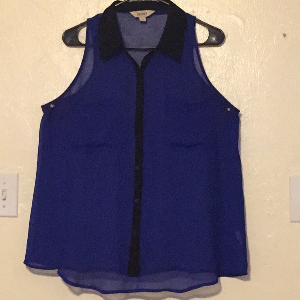 Dark blue see through blouse